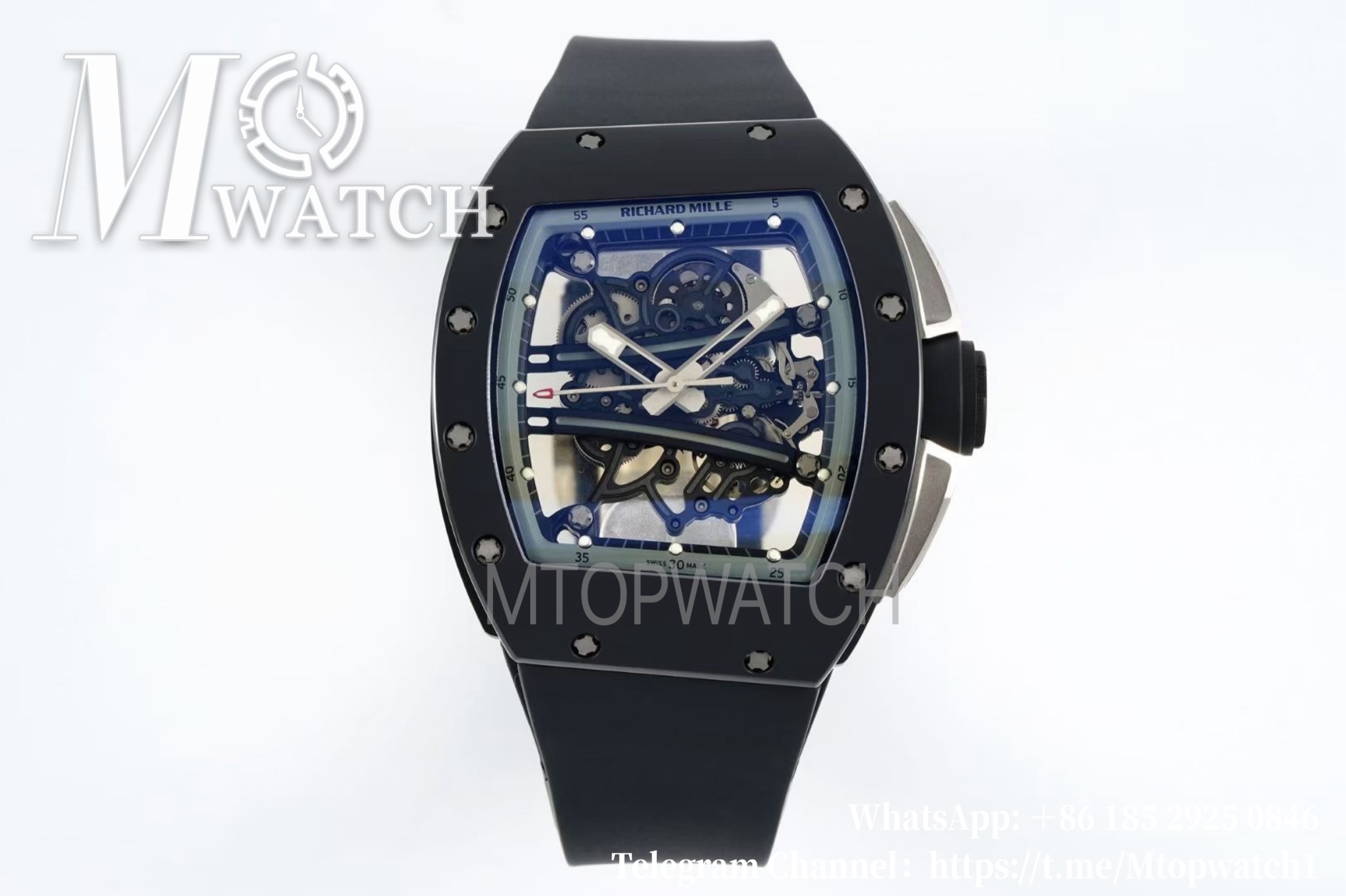 RICHARD MILLE - VAUCHER SUPER CLONE RM61-01 Black Ceramic/RU Skeleton Dial Grey Inner Bezel