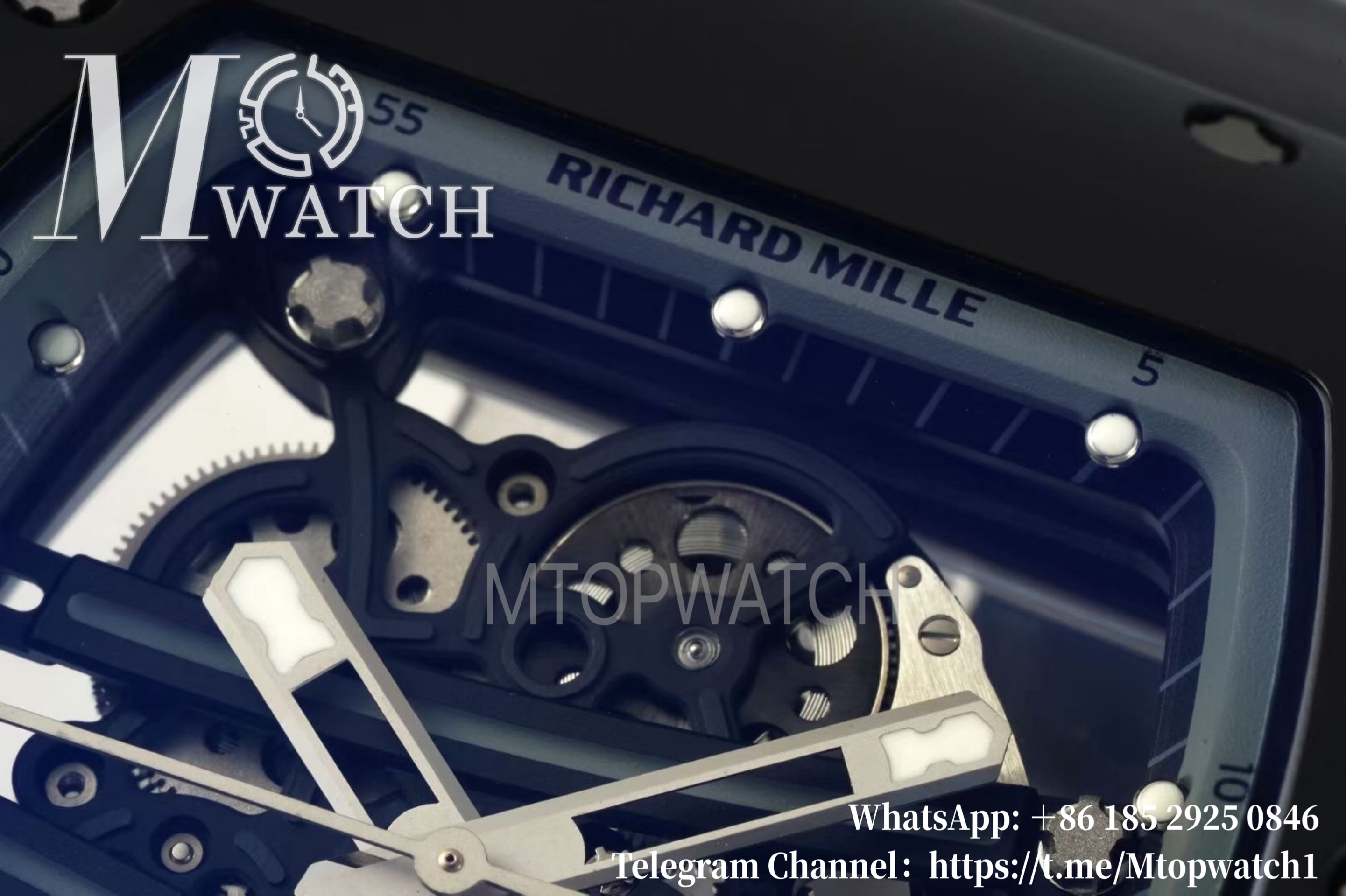 RICHARD MILLE - VAUCHER SUPER CLONE RM61-01 Black Ceramic/RU Skeleton Dial Grey Inner Bezel