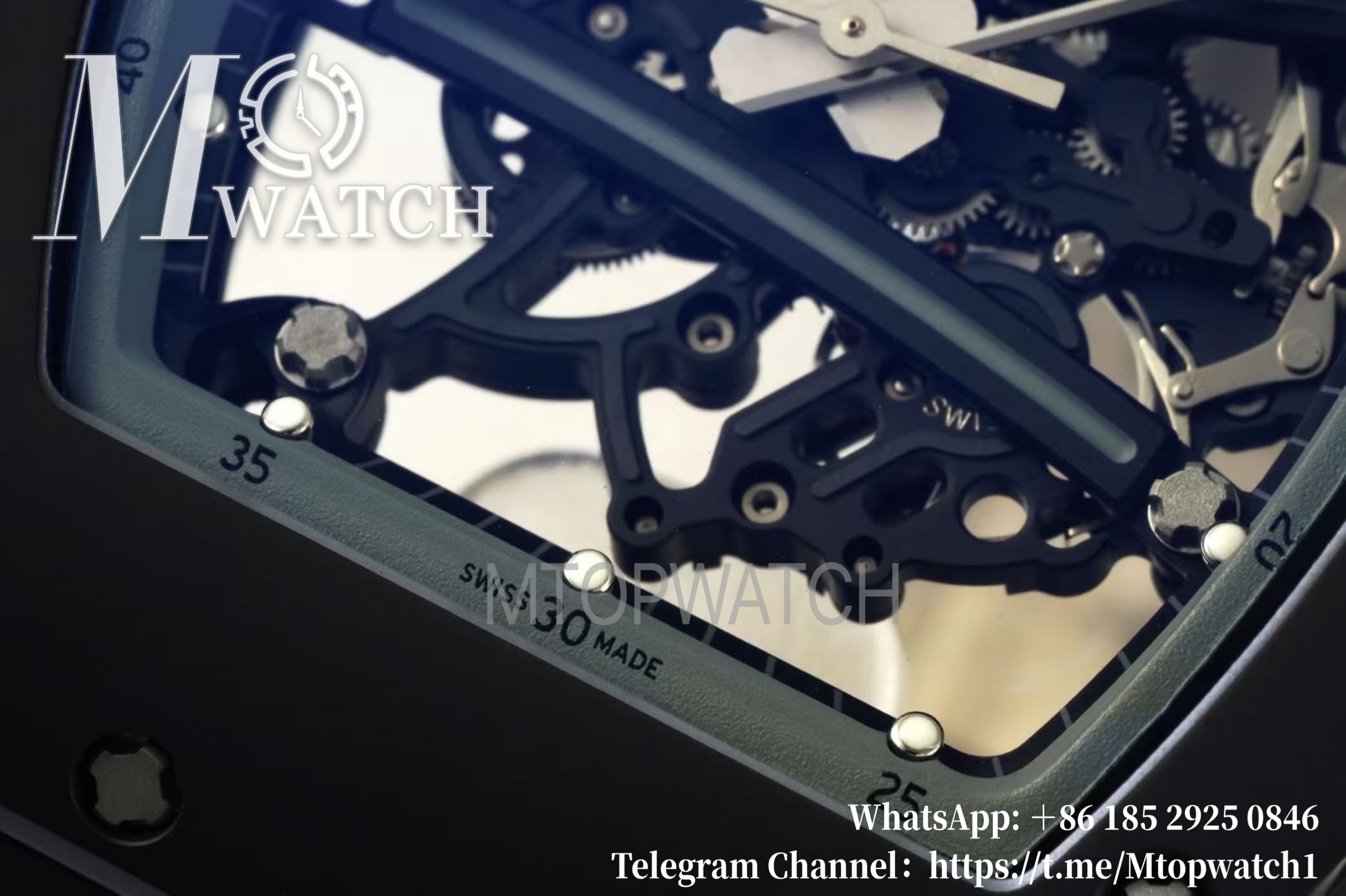 RICHARD MILLE - VAUCHER SUPER CLONE RM61-01 Black Ceramic/RU Skeleton Dial Grey Inner Bezel