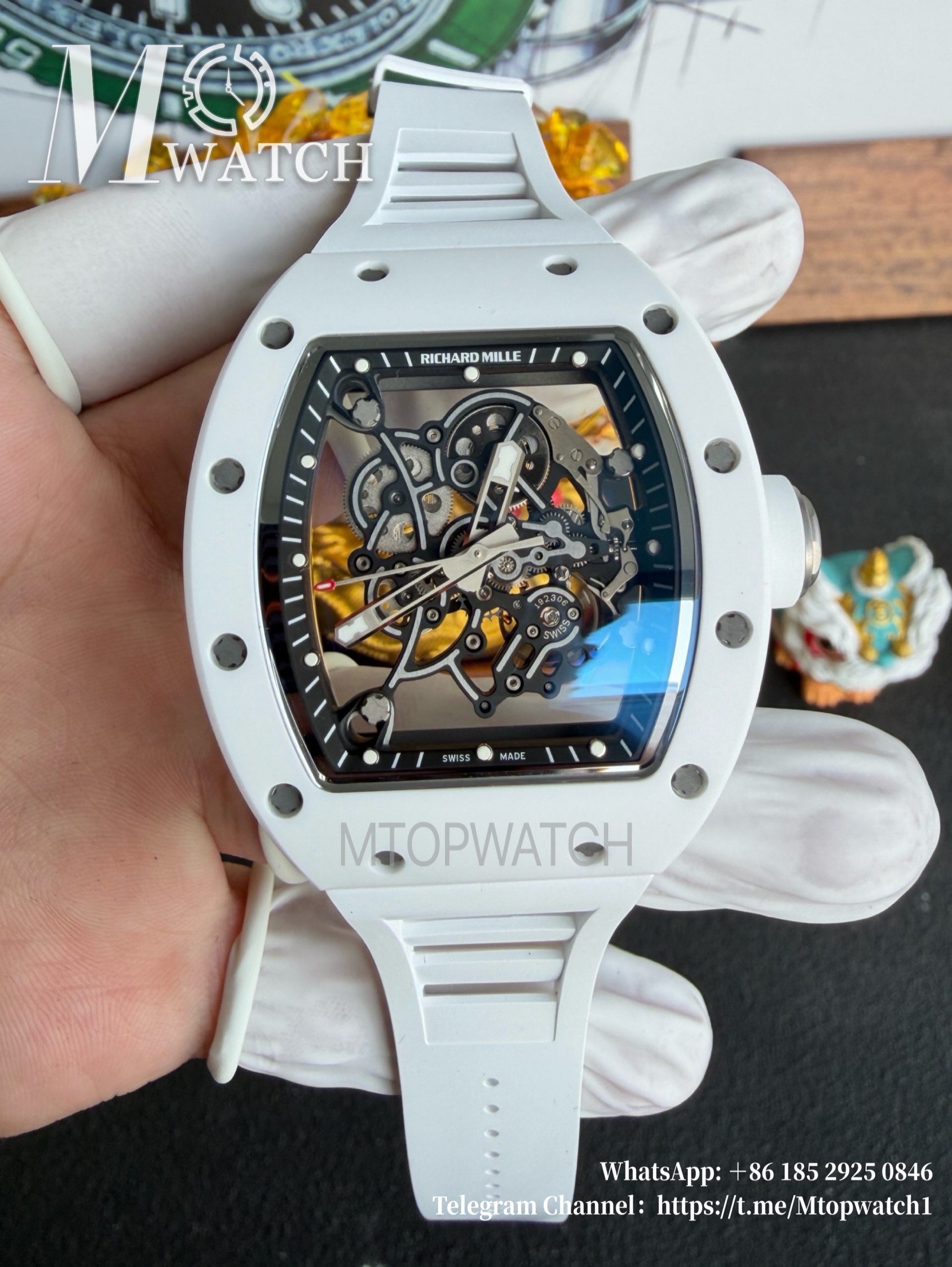 RICHARD MILLE - SUPER CLONE RM055 Bubba Watson White Cer/RU Skeleton Dial APS RMUL2