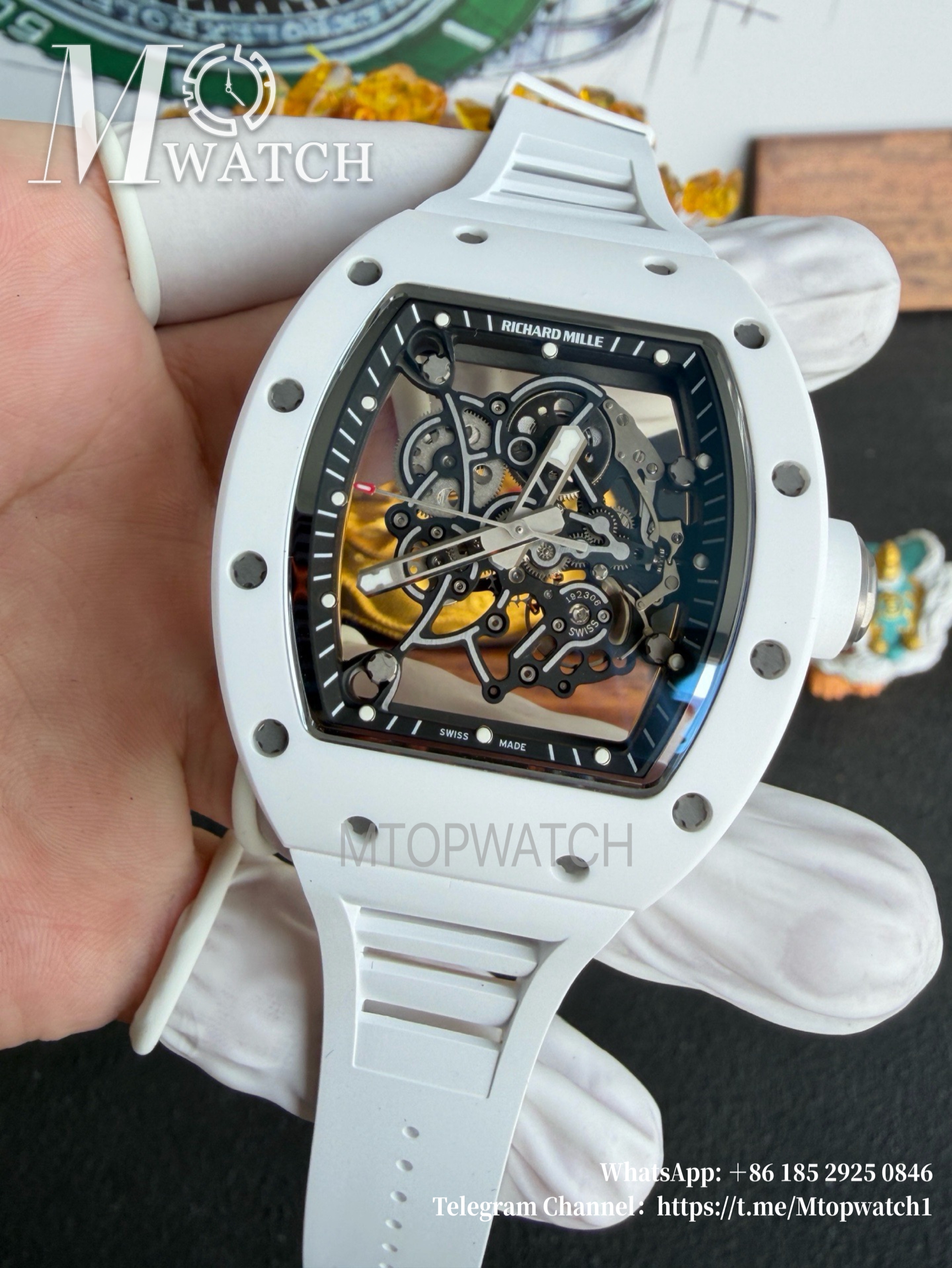 RICHARD MILLE - SUPER CLONE RM055 Bubba Watson White Cer/RU Skeleton Dial APS RMUL2