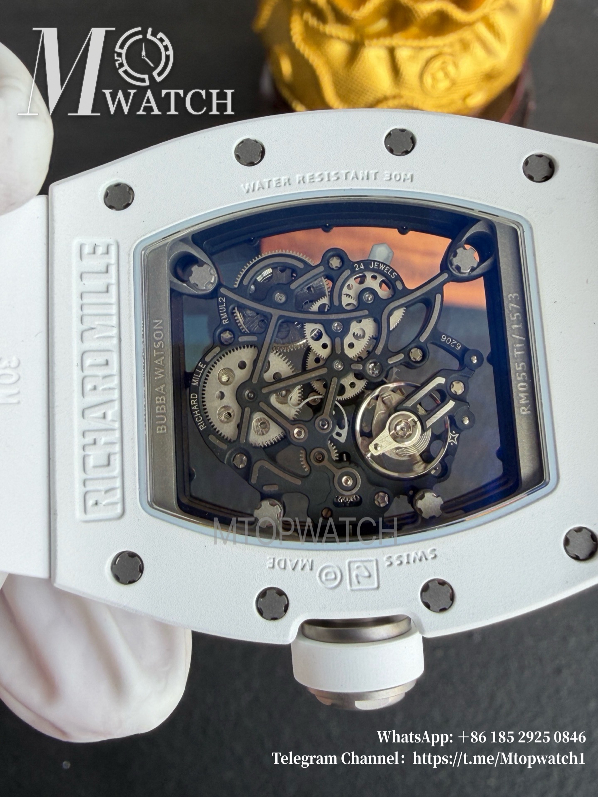 RICHARD MILLE - SUPER CLONE RM055 Bubba Watson White Cer/RU Skeleton Dial APS RMUL2