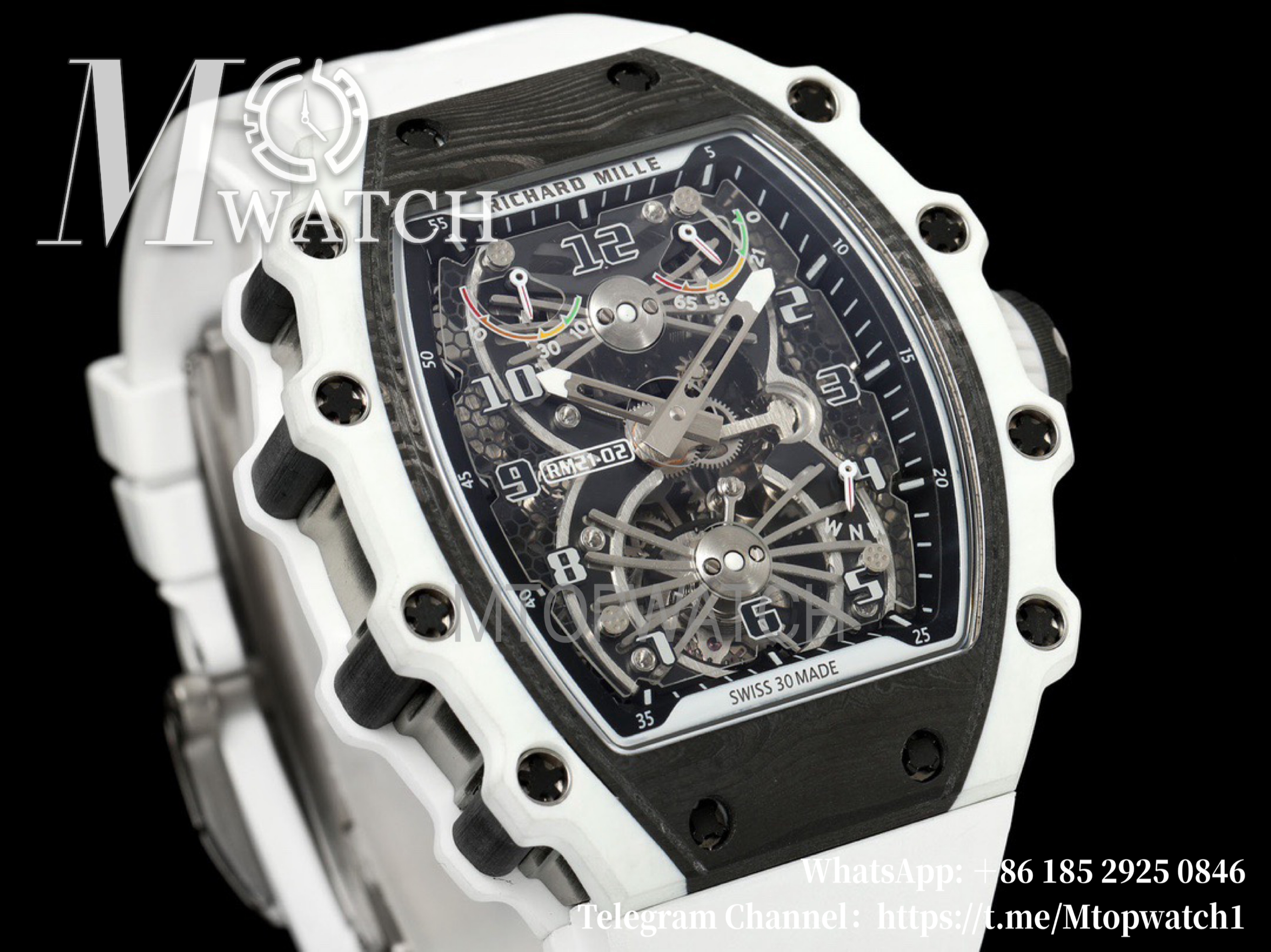 RICHARD MILLE - RM21-02 White Carbon Case Black Rubber RMF Tourbillon