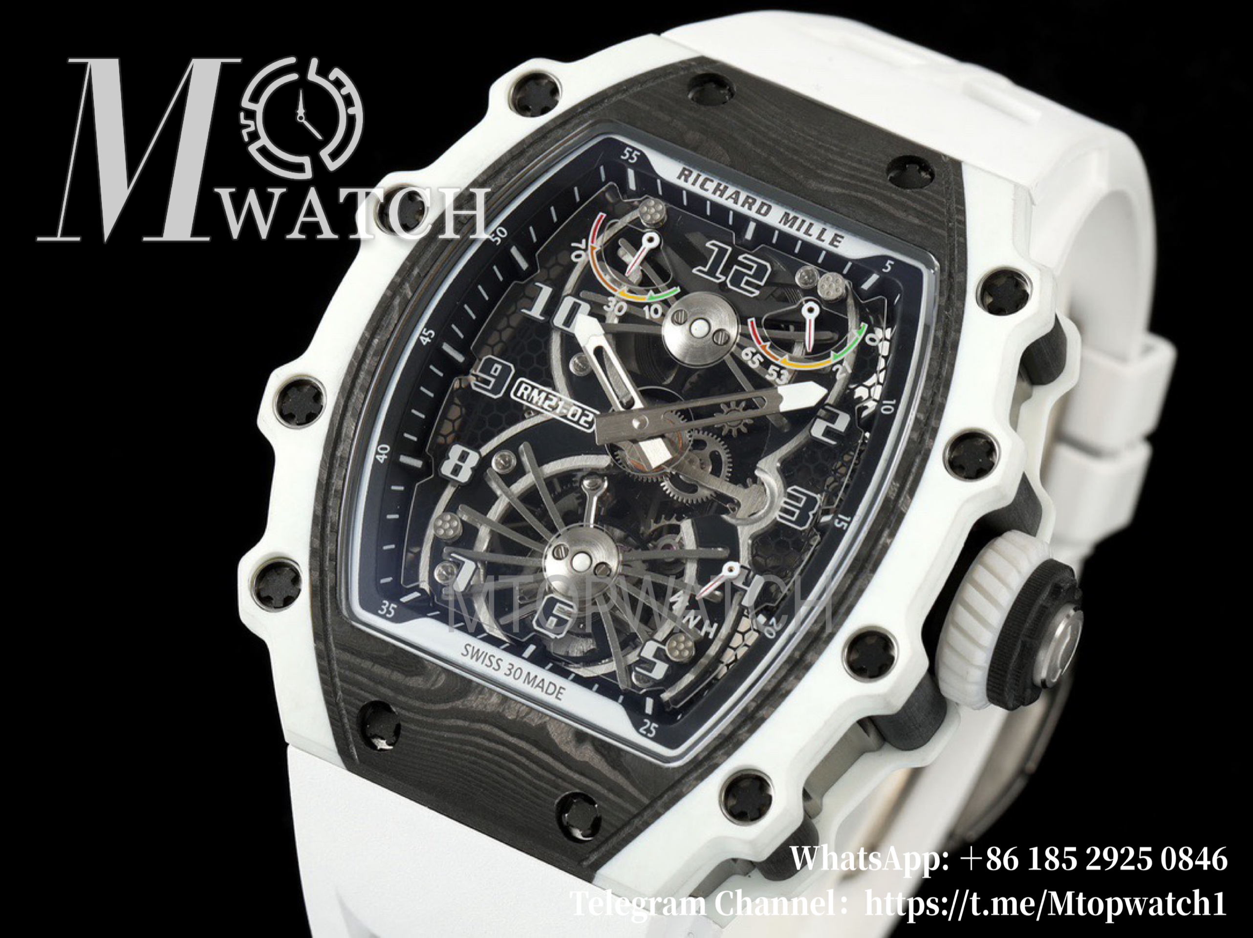 RICHARD MILLE - RM21-02 White Carbon Case Black Rubber RMF Tourbillon