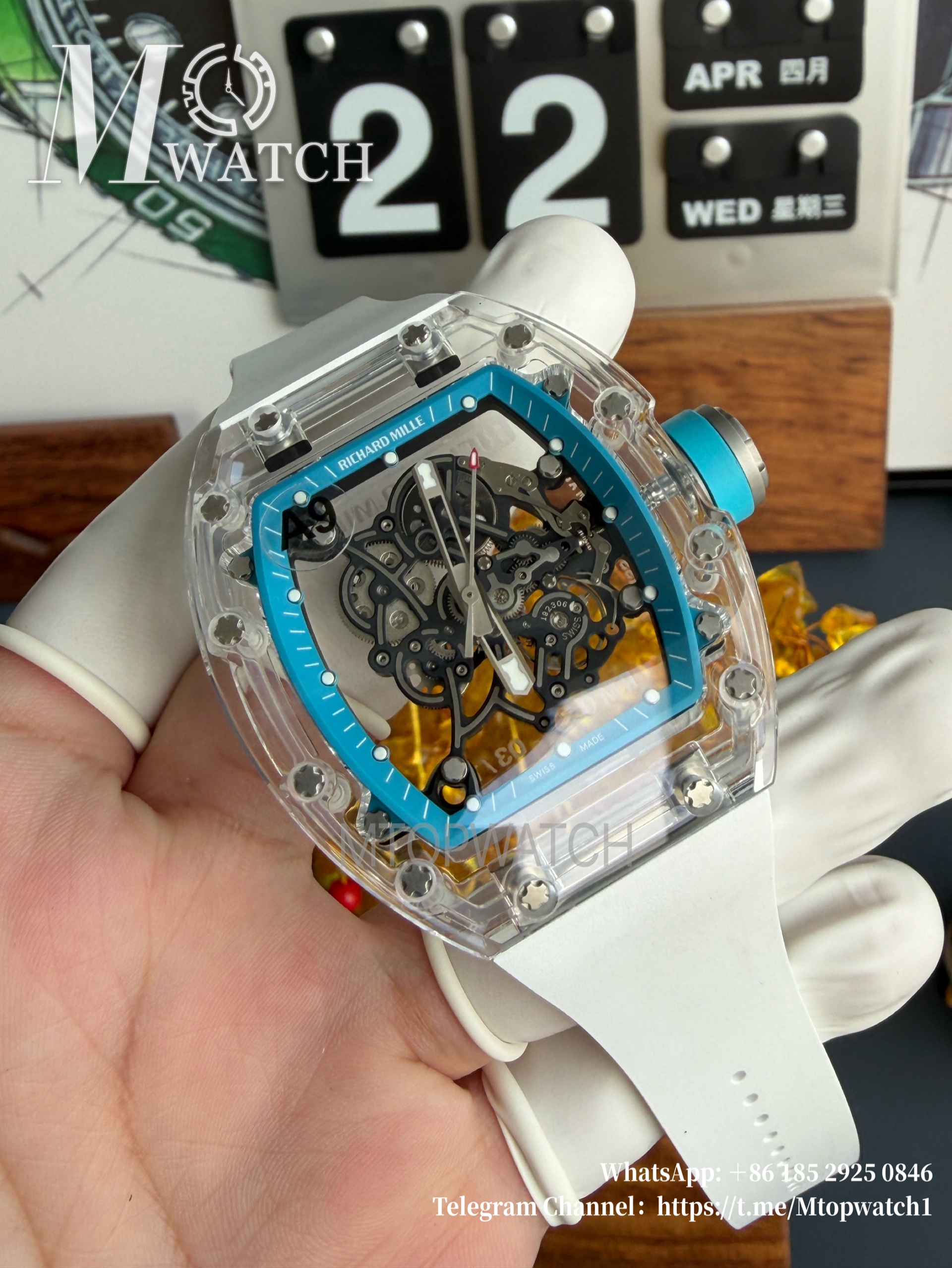 RICHARD MILLE - SUPER CLONE RM055 Quartz Crystal Sonic White/Blue RMUL2