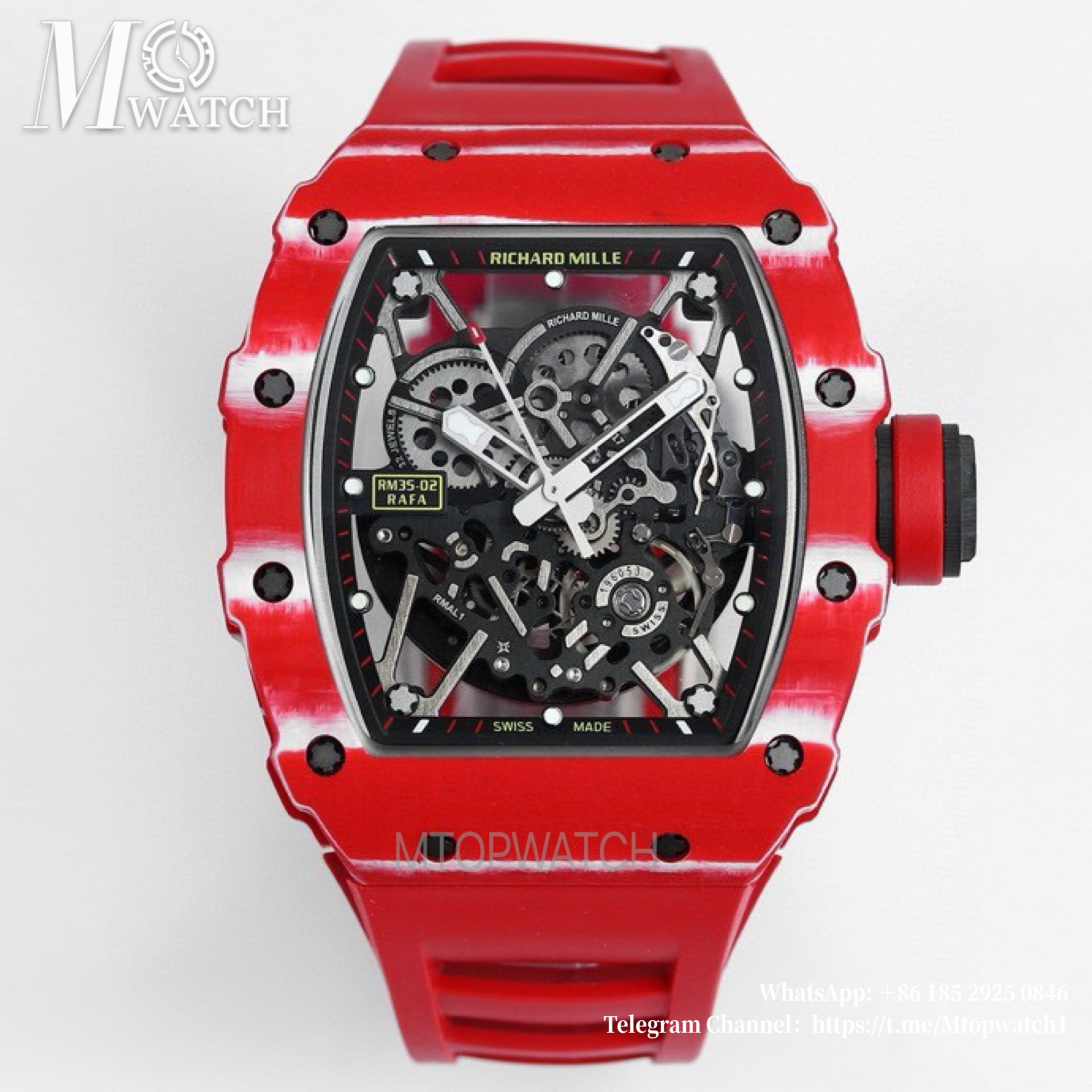 RICHARD MILLE- RM35-02 Rafale Nadal Carbon/RU Red/Red Sonic V2 Clone RMAL1
