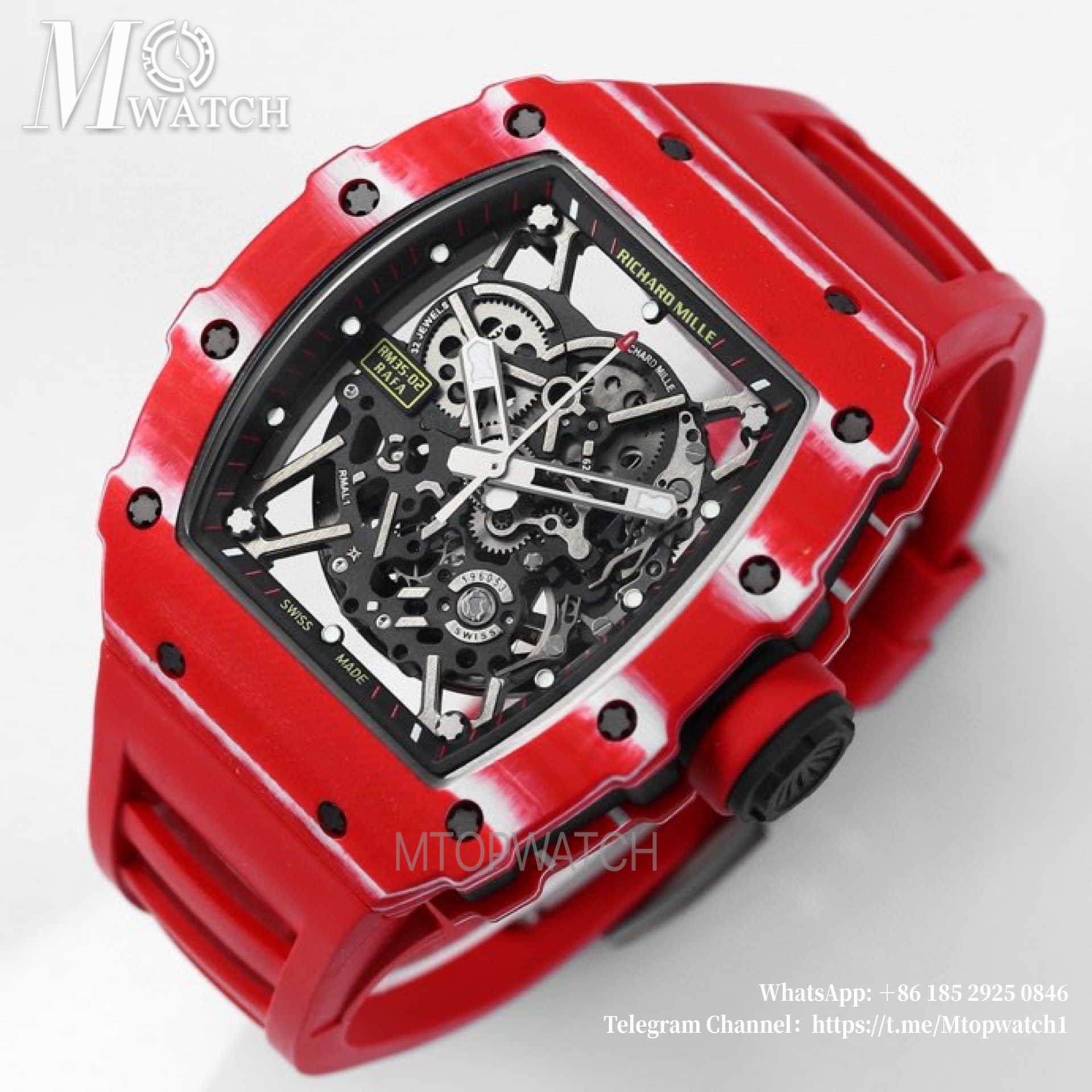 RICHARD MILLE- RM35-02 Rafale Nadal Carbon/RU Red/Red Sonic V2 Clone RMAL1