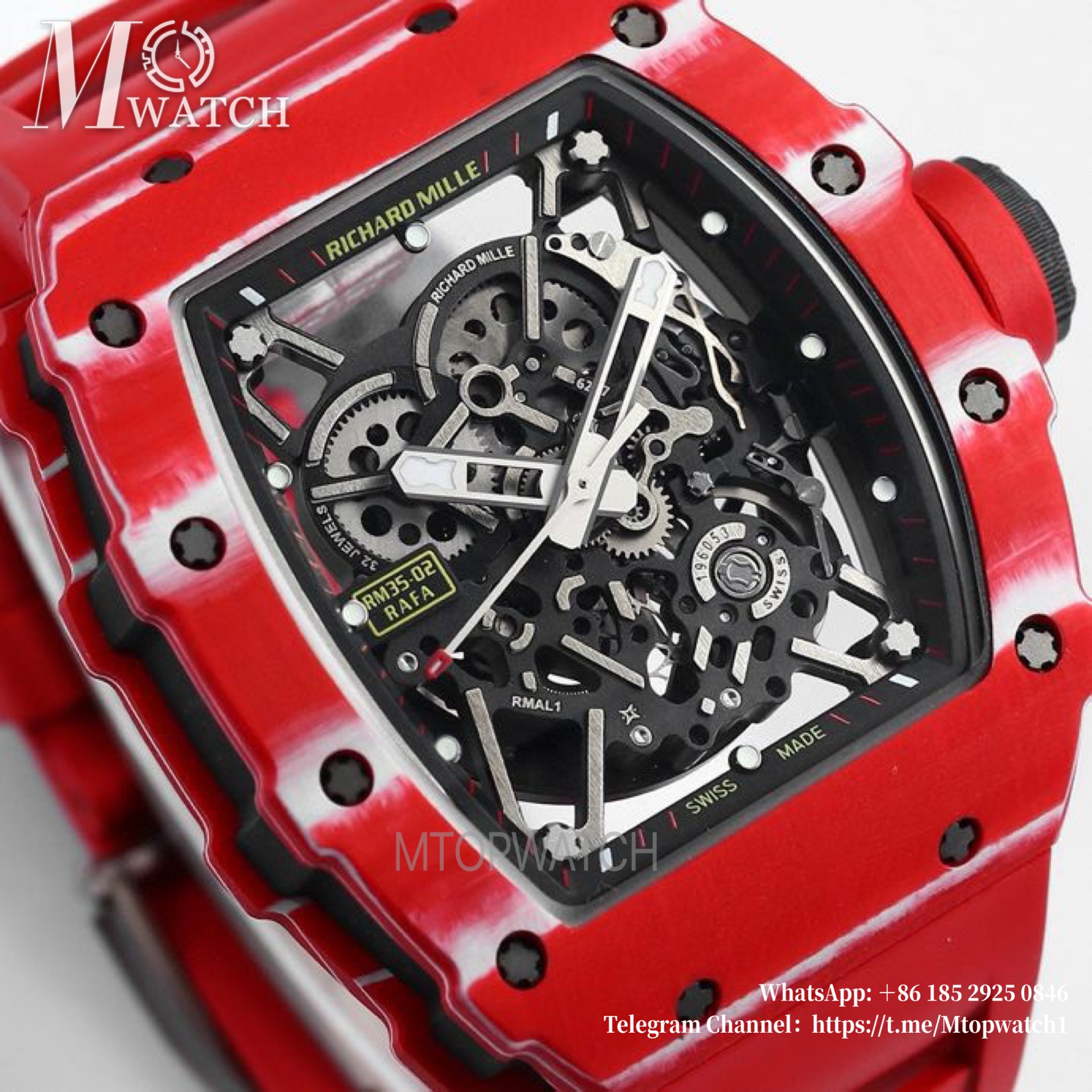 RICHARD MILLE- RM35-02 Rafale Nadal Carbon/RU Red/Red Sonic V2 Clone RMAL1