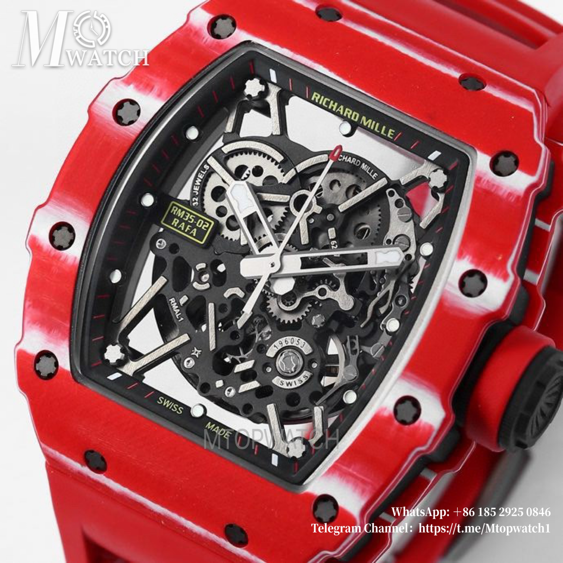 RICHARD MILLE- RM35-02 Rafale Nadal Carbon/RU Red/Red Sonic V2 Clone RMAL1