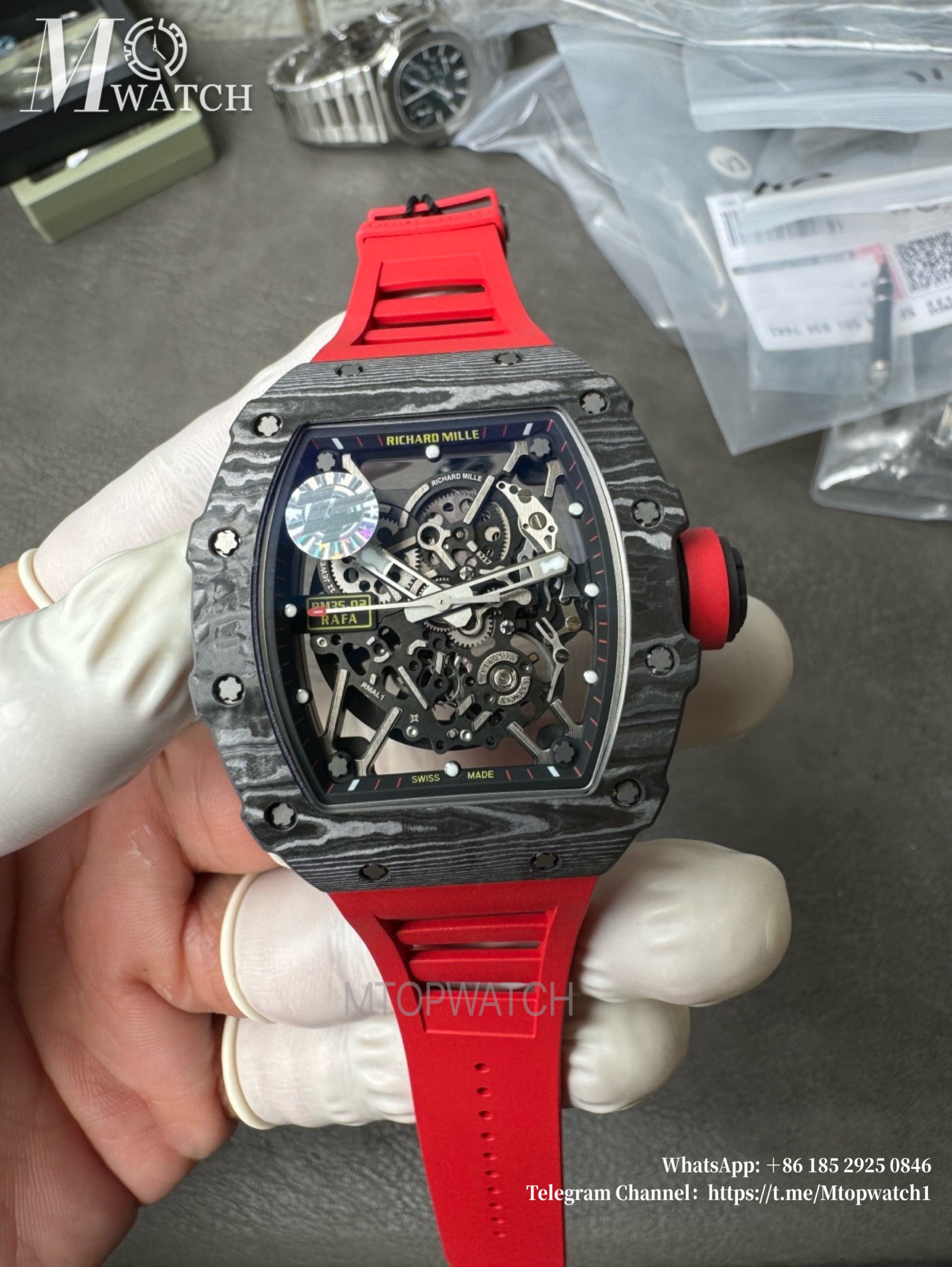 RICHARD MILLE - RM35-02 Rafale Nadal Carbon/RU Black/Red Sonic V2 Clone RMAL1