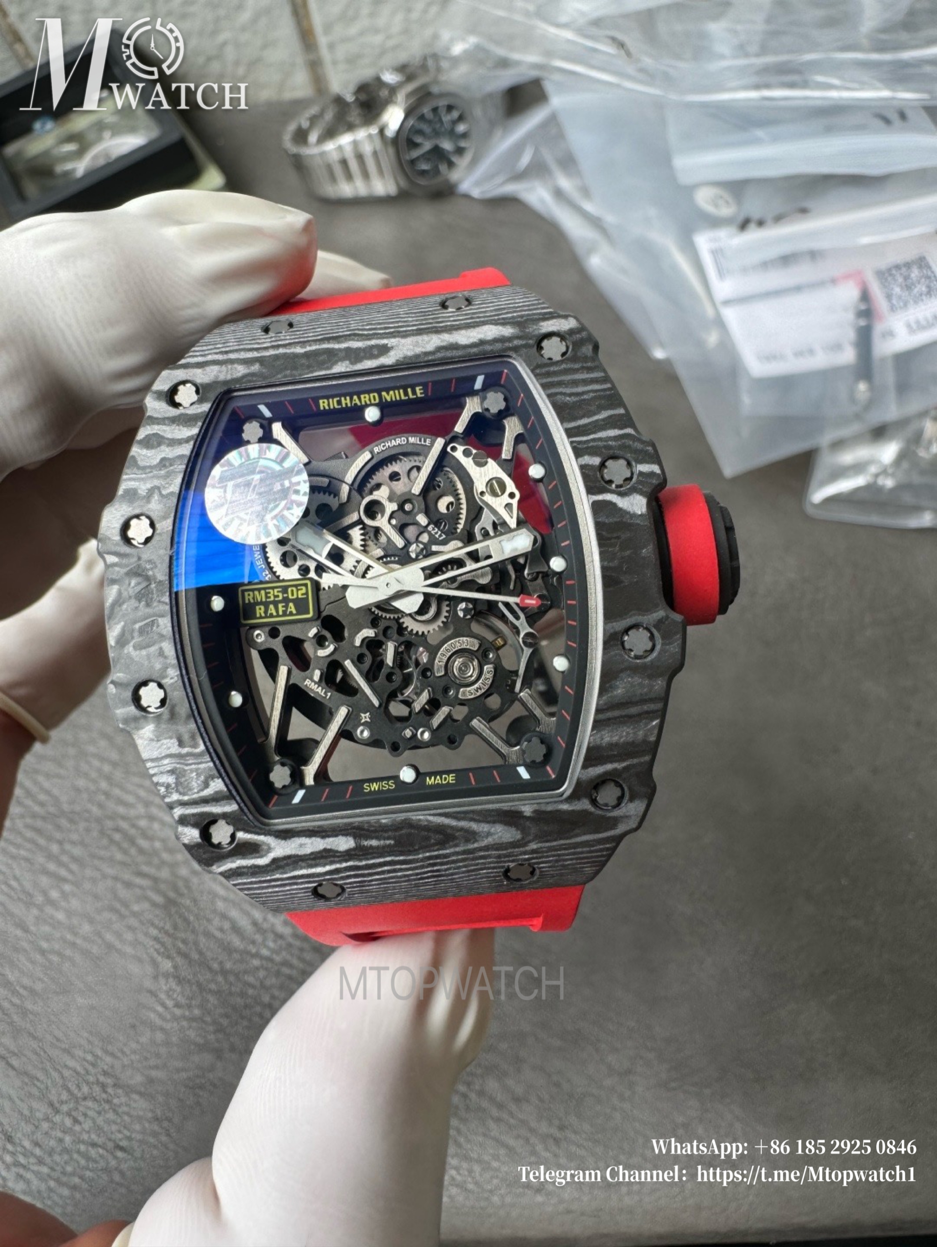 RICHARD MILLE - RM35-02 Rafale Nadal Carbon/RU Black/Red Sonic V2 Clone RMAL1