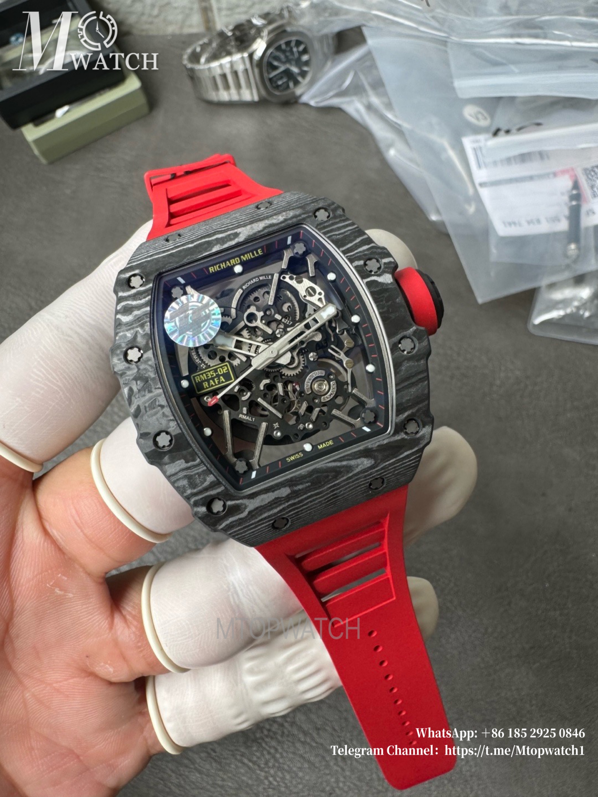RICHARD MILLE - RM35-02 Rafale Nadal Carbon/RU Black/Red Sonic V2 Clone RMAL1