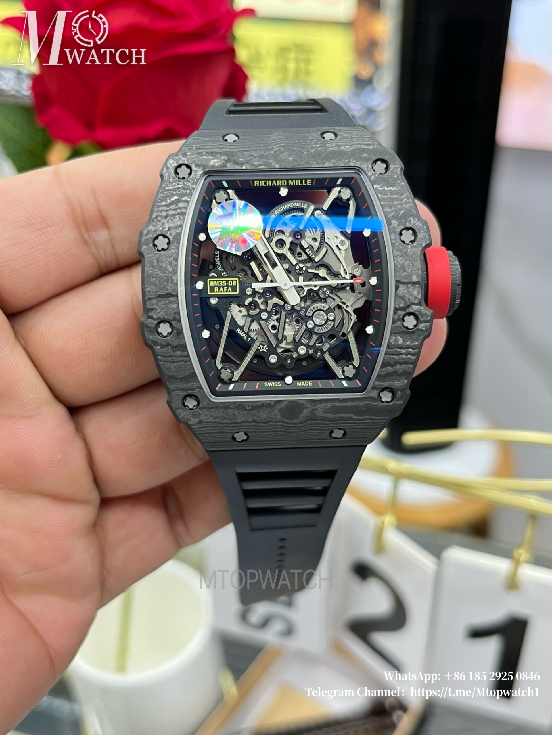 RICHARD MILLE - RM35-02 Carbon/RU Skeleton Dial on Black Strap ZF NH05
