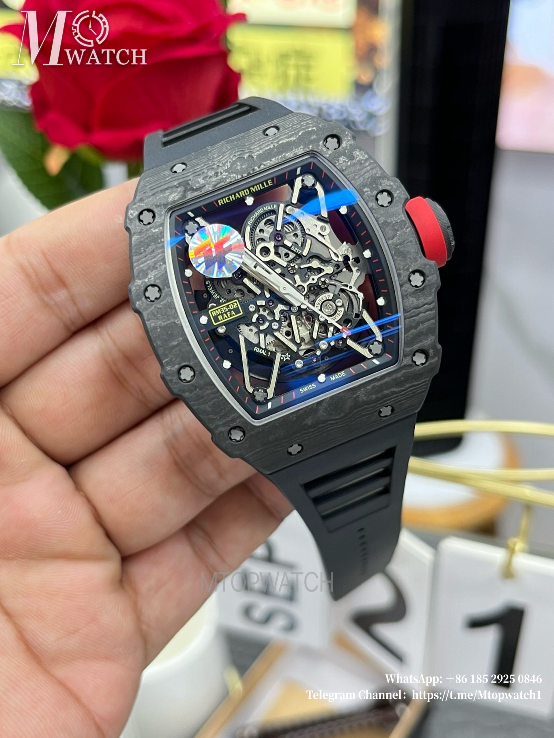 RICHARD MILLE - RM35-02 Carbon/RU Skeleton Dial on Black Strap ZF NH05