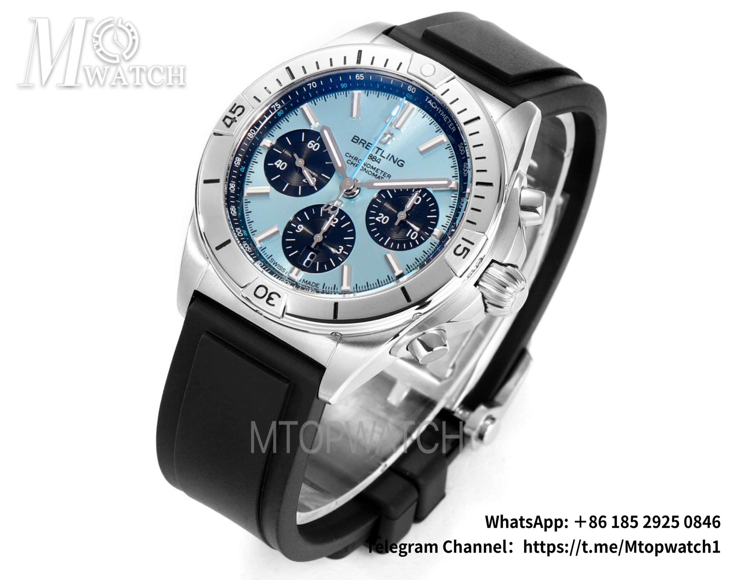 BREITLING - Chronomat B01 42MM SS/RU Ice Blue/Blk TF A7750