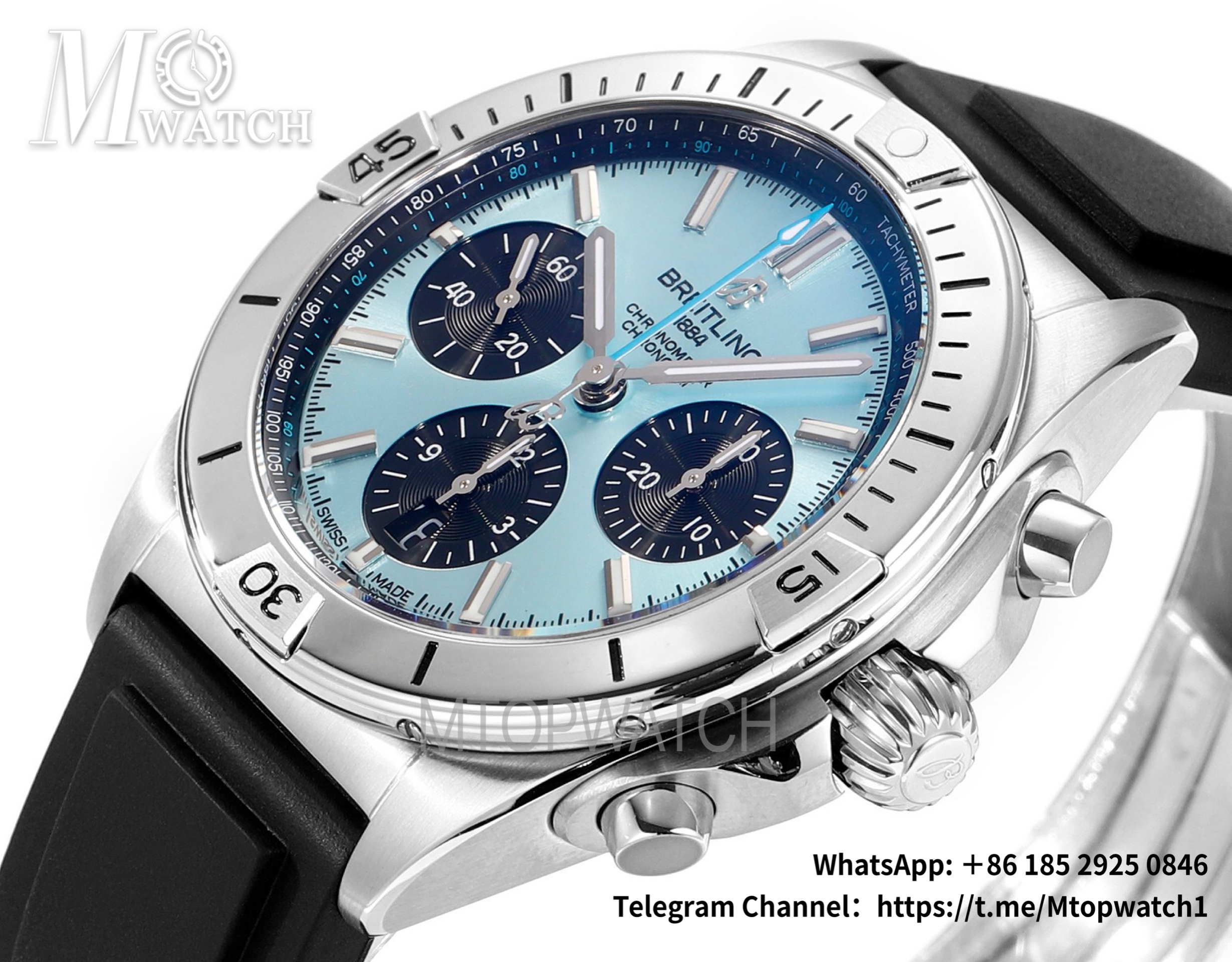BREITLING - Chronomat B01 42MM SS/RU Ice Blue/Blk TF A7750