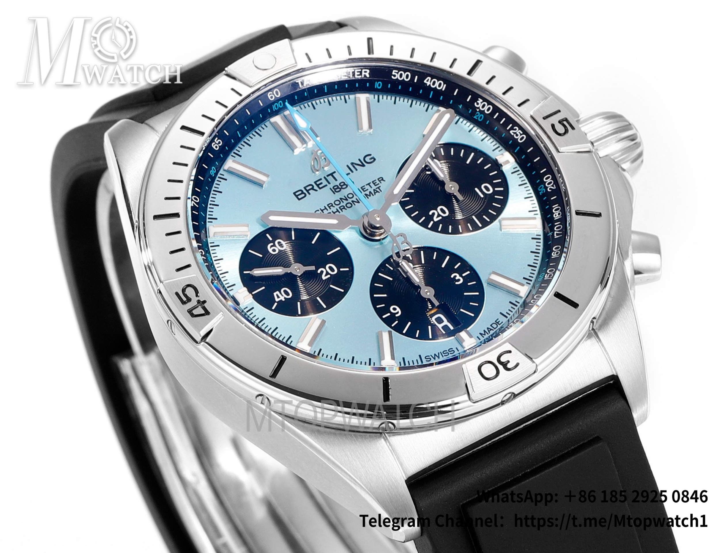 BREITLING - Chronomat B01 42MM SS/RU Ice Blue/Blk TF A7750